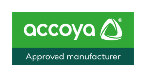 Accoya Affiliate mark Approved manufacturer WHITE ON GREEN RGB